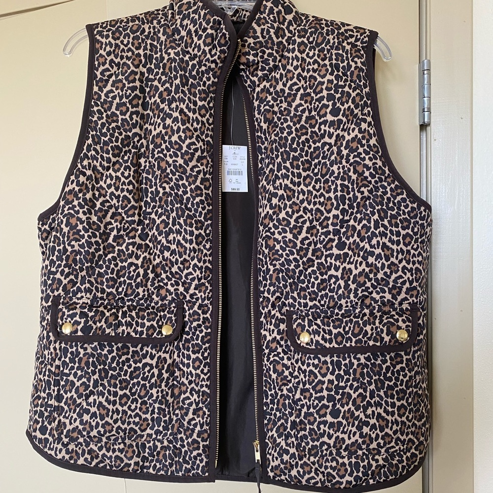 J.Crew Leopard Puffer Vest